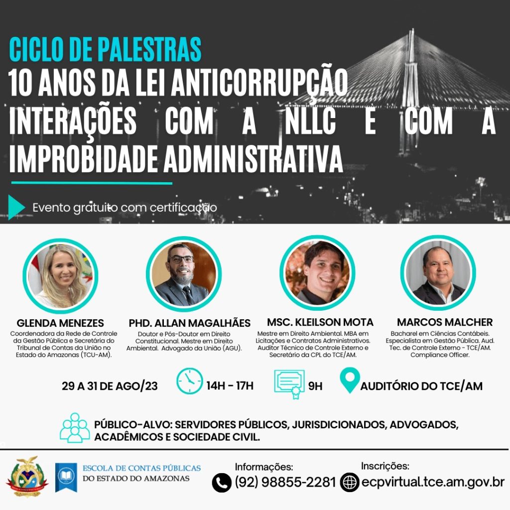 Em ciclo de palestras, TCE-AM celebrará os 10 anos da Lei Anticorrupção
