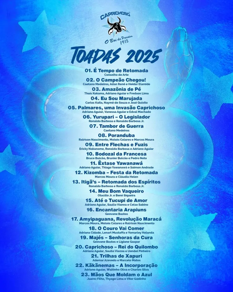 Caprichoso revela toadas oficiais para o festival de Parintins 2025 1 Toadas 2025 Boi Caprichoso 2