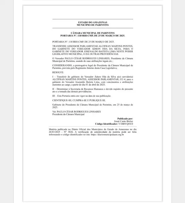 Vereador de Parintins é denunciado por nepotismo ao empossar irmão em cargo comissionado 1 01