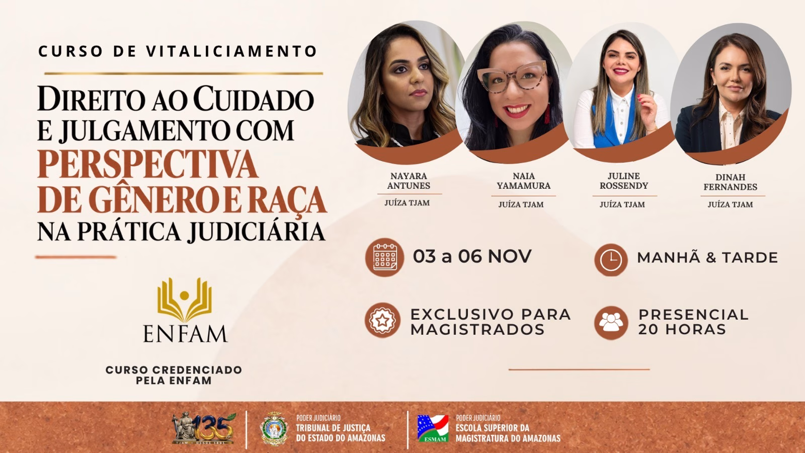 Esmam lança curso de vitaliciamento “Direito ao Cuidado e perspectivas de gênero e raça” para magistrados