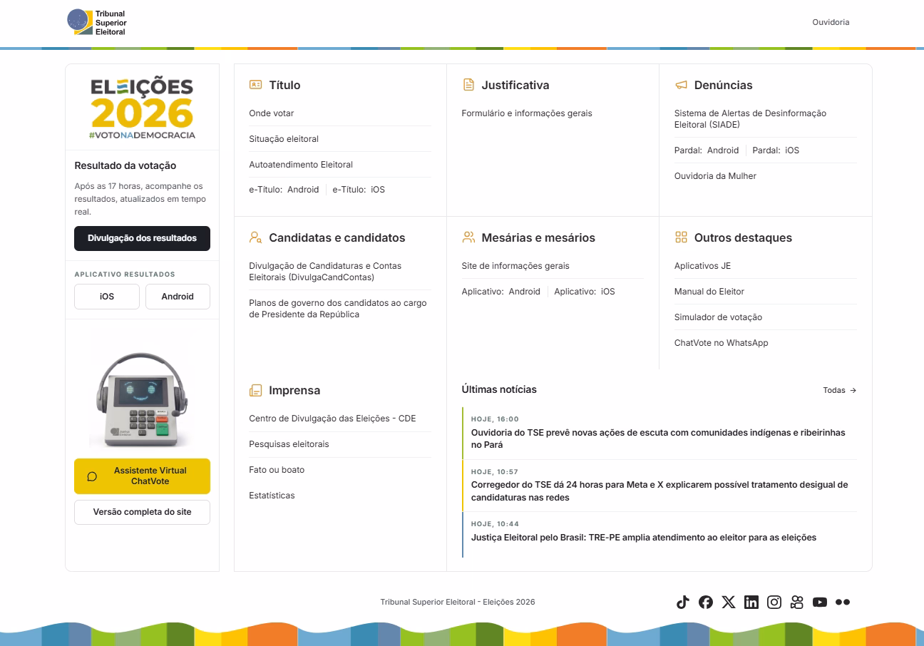 Portal do TSE simplifica acesso a serviços eleitorais no 2º turno das eleições Portal do TSE simplifica acesso a serviços eleitorais no 2º turno das eleições