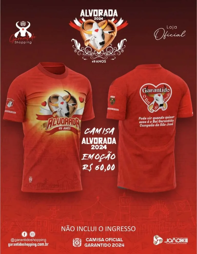 Boi Garantido lança camisa da Alvorada 2024 com homenagem aos 49 anos do evento