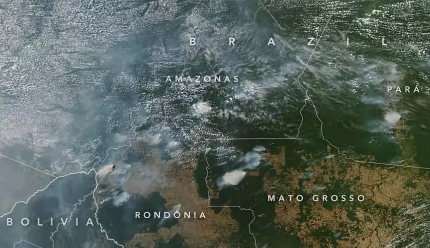 Satélite da Nasa revela coluna de fumaça no Amazonas 19 Satélite da Nasa revela coluna de fumaça no Amazonas